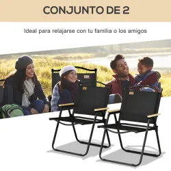 Set 2 Sillas de Jardín Plegables con Reposabrazos Sillas para Camping y Playa en Tela Oxford y Acero 54x59x78 cm... - Ogal.Es