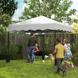 Carpa Plegable 3x3m con Protección UV Altura Ajustable y Bolsa con Ruedas para 6-9 Personas Blanco - Ogal.Es