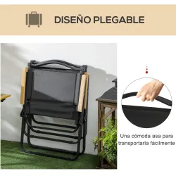 Set 2 Sillas de Jardín Plegables con Reposabrazos Sillas para Camping y Playa en Tela Oxford y Acero 54x59x78 cm... - Ogal.Es