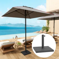 Base de Sombrilla de 18 kg Fabricada en HDPE con Relleno de Cemento para Exterior 44x44x30 cm Negro - Ogal.Es