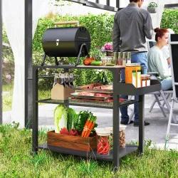 Carrito de Parrilla para Jardín o Terraza Carrito de Servicio con Encimera Estantes y Ruedas para BBQ 105x50x79 ... - Ogal.Es