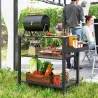 Carrito de Parrilla para Jardín o Terraza Carrito de Servicio con Encimera Estantes y Ruedas para BBQ 105x50x79 ... - Ogal.Es