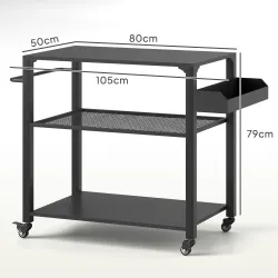Carrito de Parrilla para Jardín o Terraza Carrito de Servicio con Encimera Estantes y Ruedas para BBQ 105x50x79 ... - Ogal.Es