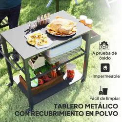 Carrito de Parrilla para Jardín o Terraza Carrito de Servicio con Encimera Estantes y Ruedas para BBQ 105x50x79 ... - Ogal.Es