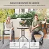 Conjunto de Jardín de 3 Piezas con Mesa Redonda Encimera de Vidrio y Sillas Apilables para Exteriores Negro - Ogal.Es