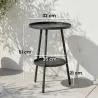 Mesa de Jardín Redonda de 2 Niveles con Bordes Elevados Bandeja Inferior para Exterior e Interior Ø32x51 cm Negro - Ogal.Es