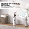 Paragüero de Acero con 4 Ganchos y Bandeja de Goteo Extraíble y Diseño Decorativo 17x17x41 cm Blanco - Ogal.Es