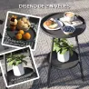 Mesa de Jardín Redonda de 2 Niveles con Bordes Elevados Bandeja Inferior para Exterior e Interior Ø32x51 cm Negro - Ogal.Es