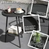 Mesa de Jardín Redonda de 2 Niveles con Bordes Elevados Bandeja Inferior para Exterior e Interior Ø32x51 cm Negro - Ogal.Es
