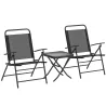 Conjunto de 3 Piezas Mesa con Encimera de Cristal y Sillas Plegables con Respaldo Regulable para Terraza Exterio... - Ogal.Es