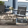 Conjunto de 3 Piezas Mesa con Encimera de Cristal y Sillas Plegables con Respaldo Regulable para Terraza Exterio... - Ogal.Es