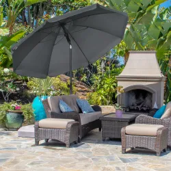 Sombrilla de Playa con Protección UV50+ Mástil de Ø32 mm y Toldo Ajustable Ø180x209 cm Gris Oscuro - Ogal.Es