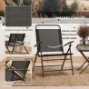 Conjunto de 3 Piezas Mesa con Encimera de Cristal y Sillas Plegables con Respaldo Regulable para Terraza Exterio... - Ogal.Es