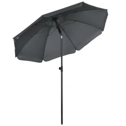 Sombrilla de Playa con Protección UV50+ Mástil de Ø32 mm y Toldo Ajustable Ø180x209 cm Gris Oscuro - Ogal.Es