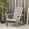 Silla de Jardín Adirondack Asiento Extra Ancho Carga 150 kg para Patio Terraza Balcón 78x89x88 cm Gris Claro - Ogal.Es
