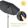 Sombrilla de Playa con Protección UV50+ Mástil de Ø32 mm y Toldo Ajustable Ø180x209 cm Gris Oscuro - Ogal.Es