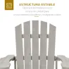 Silla de Jardín Adirondack Asiento Extra Ancho Carga 150 kg para Patio Terraza Balcón 78x89x88 cm Gris Claro - Ogal.Es