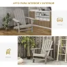 Silla de Jardín Adirondack Asiento Extra Ancho Carga 150 kg para Patio Terraza Balcón 78x89x88 cm Gris Claro - Ogal.Es
