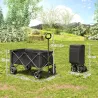 Carrito de Jardín Plegable con Ruedas Grandes Todo Terreno y Mango Ajustable Carga 100 kg para Campaña Compra Negro - Ogal.Es