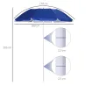 Sombrilla de Playa Ajustable con Mástil de Metal Toldo Inclinable Protección UV y Bolsa de Transporte Ø160x205 c... - Ogal.Es