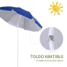 Sombrilla de Playa Ajustable con Mástil de Metal Toldo Inclinable Protección UV y Bolsa de Transporte Ø160x205 c... - Ogal.Es