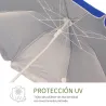 Sombrilla de Playa Ajustable con Mástil de Metal Toldo Inclinable Protección UV y Bolsa de Transporte Ø160x205 c... - Ogal.Es