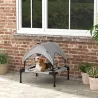 Cama para Perros Elevada con Toldo Marco de Acero y Bolsa de Transporte para Interior y Exterior 76x61x69,5 cm Gris - Ogal.Es