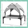 Cama para Perros Elevada con Toldo Marco de Acero y Bolsa de Transporte para Interior y Exterior 76x61x69,5 cm Gris - Ogal.Es