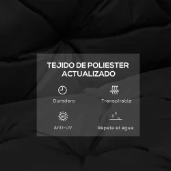 Cojín para Banco con Respaldo 100x98x8 cm de 2 Plazas con Cordones de Fijación para Jardín Terraza Balcón Exteri... - Ogal.Es
