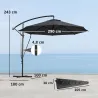 Parasol de Jardín Excéntrico Sombrilla con Funda para Sombrilla Protección UV 50+ y Base Cruzada Ø290x243 cm Gri... - Ogal.Es