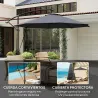 Parasol de Jardín Excéntrico Sombrilla con Funda para Sombrilla Protección UV 50+ y Base Cruzada Ø290x243 cm Gri... - Ogal.Es