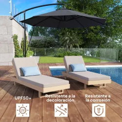 Parasol de Jardín Excéntrico Sombrilla con Funda para Sombrilla Protección UV 50+ y Base Cruzada Ø290x243 cm Gri... - Ogal.Es