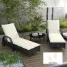 2 Cojines para Tumbonas de Jardín con Protección UV Resistentes a Salpicaduras 193x58x6 cm Crema - Ogal.Es