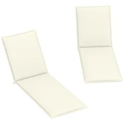 2 Cojines para Tumbonas de Jardín con Protección UV Resistentes a Salpicaduras 193x58x6 cm Crema - Ogal.Es