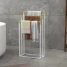 Toallero de Pie Escalonado con 3 Barras de Bambú y Marco de Acero para Baño Lavadero 45x22,5x86 cm Blanco y Natural - Ogal.Es