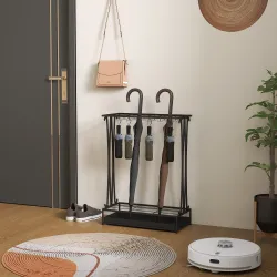 Paragüero Moderno de Acero con 21 Espacios y 24 Ganchos Bandeja Recogegotas Extraíble para Entrada 50x24x68 cm N... - Ogal.Es