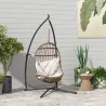 Soporte para Silla Colgante con Estructura de Acero Base Estable y Portavaso para Patio Jardín Balcón Negro - Ogal.Es