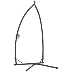 Soporte para Silla Colgante con Estructura de Acero Base Estable y Portavaso para Patio Jardín Balcón Negro - Ogal.Es
