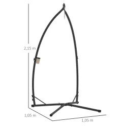 Soporte para Silla Colgante con Estructura de Acero Base Estable y Portavaso para Patio Jardín Balcón Negro - Ogal.Es