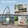 Soporte para Silla Colgante con Estructura de Acero Base Estable y Portavaso para Patio Jardín Balcón Negro - Ogal.Es