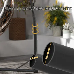 Soporte para Silla Colgante con Estructura de Acero Base Estable y Portavaso para Patio Jardín Balcón Negro - Ogal.Es