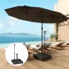 Base para Sombrilla Cuadrada con Ruedas y Asa Rellenable con Agua o Arena Soporte de HDPE 60x60x104 cm Negro - Ogal.Es