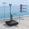 Base para Sombrilla Cuadrada con Ruedas y Asa Rellenable con Agua o Arena Soporte de HDPE 60x60x104 cm Negro - Ogal.Es