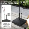 Base para Sombrilla Cuadrada con Ruedas y Asa Rellenable con Agua o Arena Soporte de HDPE 60x60x104 cm Negro - Ogal.Es