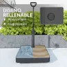 Base para Sombrilla Cuadrada con Ruedas y Asa Rellenable con Agua o Arena Soporte de HDPE 60x60x104 cm Negro - Ogal.Es