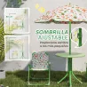 Conjunto Infantil de Jardín Plegable con 2 Sillas Mesa y Sombrilla Ajustable para Niños de 2 a 5 Años Verde - Ogal.Es