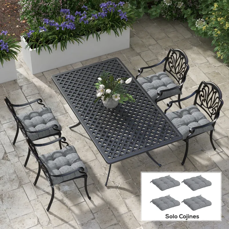 Conjunto de Cojines para Sillas de Comedor y Jardín Impermeable y Anti-UV con 2 Cordones de Fijación 48x48x10 cm... - Ogal.Es