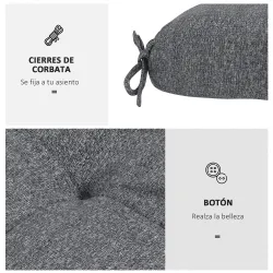 Conjunto de Cojines para Sillas de Comedor y Jardín Impermeable y Anti-UV con 2 Cordones de Fijación 48x48x10 cm... - Ogal.Es