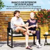 Banco de Ratán Sintético para 2 Personas 103x58x78 cm con Cojín Respaldo Inclinado y Estructura de Acero Galvani... - Ogal.Es