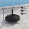 Base para Sombrilla Pesada de 25 kg con Ruedas para Sombrillas de hasta Ø3 m y Postes de 32-48 mm Ø52x42 cm Negro - Ogal.Es
